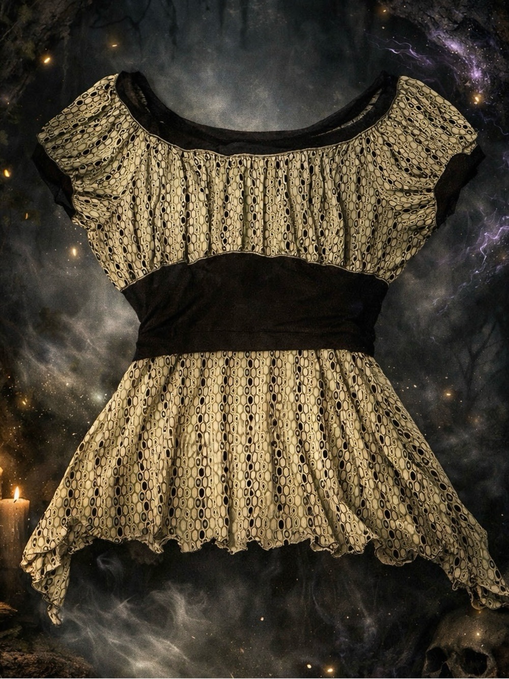 Vintage y2k Waist Sleeveless Top Womens medium Fairy Boho Cottagecore Made USA M